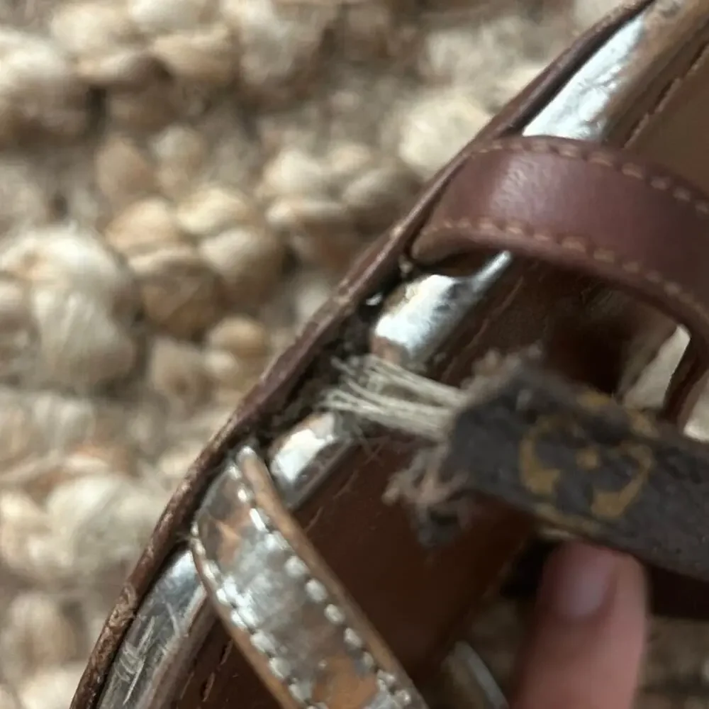 Louis Vuitton Sandals 41/US11 Brown Gold Monogram Strappy READ Repair Project - Picture 4 of 16